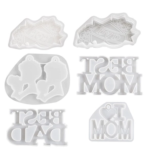 Set di 6 stampi in silicone MOM e DAD per resina e portachiavi fai da te festa della mamma
