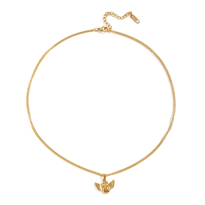 Collier pendentif ange doré pour femme en acier titane avec finition en acier inoxydable
