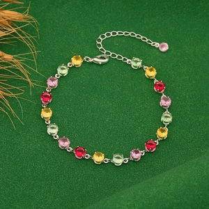Sparkling rainbow crystal bracelet with colorful zircons on a silver adjustable chain