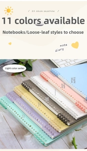 Detailed view of translucent PP loose-leaf notebook covers in eleven pastel color options