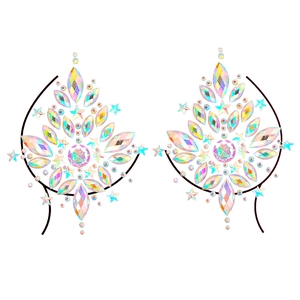 Sparkling AB iridescent crystal body jewel set for EDM music festival chest decoration