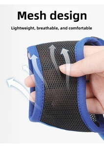 Breathable mesh pet muzzle detail with blue trim showing thin lightweight airflow material
