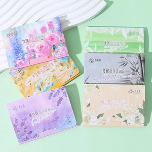 6 packs of oil absorbing tissues in rose and lavender scents for facial oil control