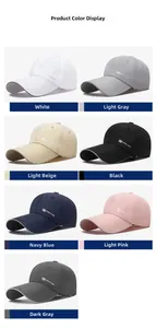 Multiple colors of quick-dry baseball caps with reflective logos in a grid display