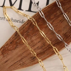 Textured gold and silver oval link choker necklaces with rhombus pattern engraving