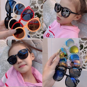 Kids' round colorful sunglasses featuring reflective lenses and durable plastic frames