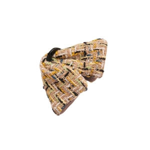 Pince à cheveux triangle en tweed à carreaux jaunes et noirs avec nœud