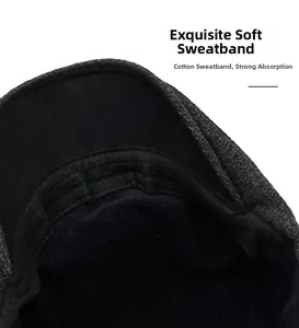 Detailed close-up of soft cotton sweatband and premium stitching inside wool newsboy cap
