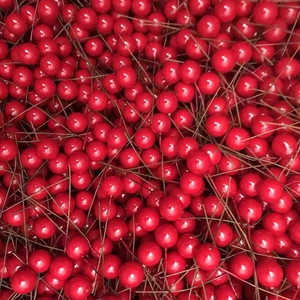 Bulk red holly berries with brown wire stems for Christmas DIY home decor and floral crafts
