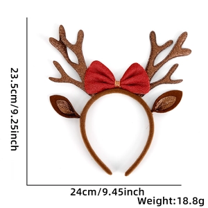Christmas reindeer antler headband with sequins and bow, 24x23.5cm detail view