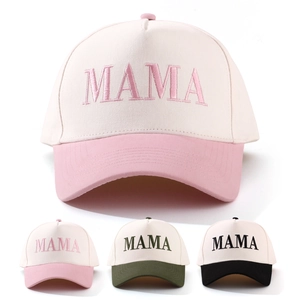 Cappellino da baseball con ricamo MAMA in tre colori e visiera curva a contrasto