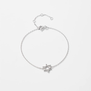 Elegant S925 sterling silver hexagram star bracelet with sparkling zircon stones