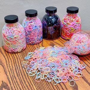 Disposable Mini Hair Rubber Bands High Elastic Soft Ponytail Holders For Girls Women Clear Colorful Black Hair Ties