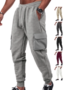Men's joggers with waffle texture, cargo side pockets and multiple color swatches