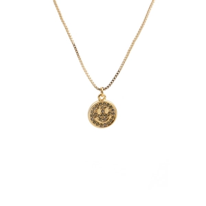 Modische 18k vergoldete Halskette mit einem Mikro-Pavé Zirkon Anhänger im Smiley-Design
