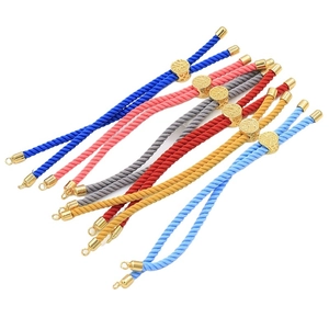 Adjustable woven rope bracelets with 18k gold plated tree of life sliders in six colors