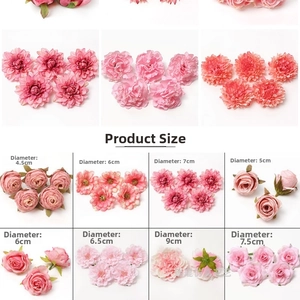 Tabla de tallas de cabezas de flores rosas artificiales de 4,5cm a 9cm para decoración DIY