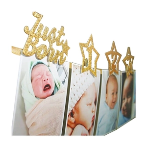 Gold glitzerndes Stern-Foto-Banner mit Clips für Baby-Geburtstagsfeier-Dekorationen
