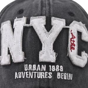 Casquette baseball grise délavée avec broderie NYC et style urbain rétro classique