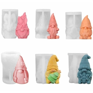 Moule En Silicone Gnome 3D Nain Fait Main DIY Bougie Plâtre Gâteau Savon Pour Décoration De Fête Noël Pâques Halloween