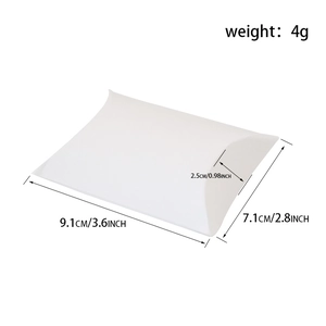White kraft pillow candy box for weddings with dimensions and weight specifications