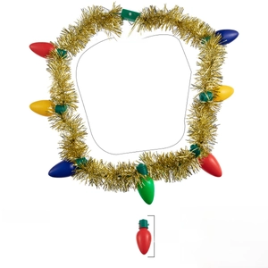 Detailed dimensions of LED Christmas light necklace featuring 16.5 inch length and 62g weight