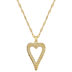 Luxury heart-shaped crystal pendant necklace in gold-finished steel for weddings