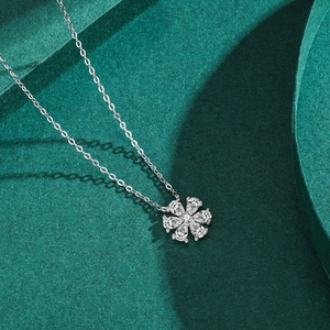 Elegant S925 sterling silver lucky flower necklace with sparkling zircon pendant for women
