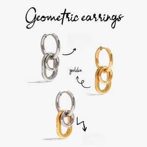 Orecchini a cerchio geometrici in acciaio inossidabile oro 18K in tre colori