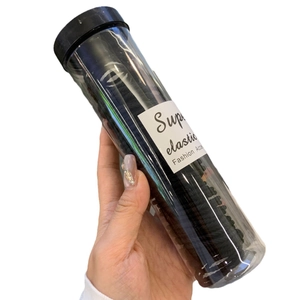 High elastic black fabric hair ties in a clear bottle for women hair styling accessories
