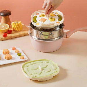 Silicone cat-shaped sausage and steam cake mold set for baby food supplement DIY