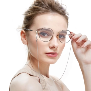 24k gold-plated stainless steel snake chain eyewear strap with geometric polygon sunglasses