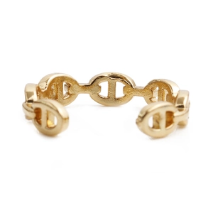Adjustable golden chain link open ring for women with minimalist anchor link design