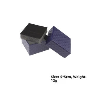 Navy blue jewelry gift box with diamond texture and black foam insert, 5x5cm size