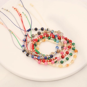 Bohemian Natural Stone Bead Bracelet Handmade Braided Adjustable Seed Bead Fashion Jewelry For Women