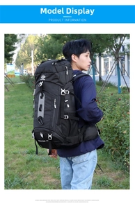 Outdoor hiking backpack detail with adjustable buckles and wide padded shoulder straps