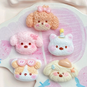 5-piece set of resin dog and cat charms for hair clips and DIY phone cases