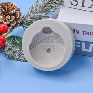 Moule en silicone tête de bonhomme de neige pour pâtisserie DIY avec décor de Noël bleu