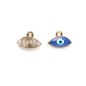 Golden alloy oval evil eye charms for handmade DIY jewelry bracelets and necklaces