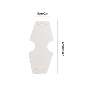 Detailed size specifications for white paper necklace and jewelry display cards