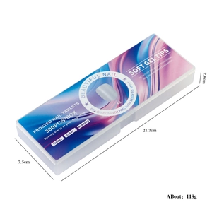300 pieces of full frosted soft gel nail tips in 15 sizes within a clear storage box