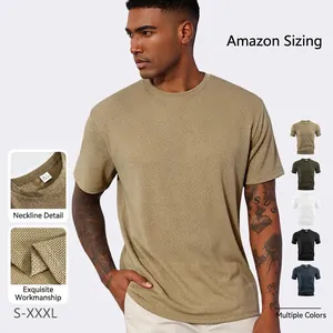 Men's T-Shirt Waffle Knit Nylon Spandex Quick Dry Breathable Lightweight Short Sleeve Crew Neck Sports Summer Top
