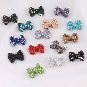 Colorful Rhinestone Bowknot Beads Polymer Clay Sparkling Charms For DIY Necklace Keychain Jewelry Making Accessories