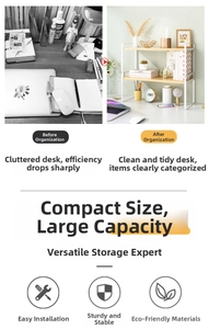 Detail of 2-tier kitchen spice rack showing before and after organization results