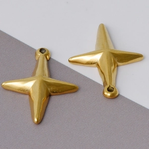 Détails de pendentifs croix en acier inoxydable 304 doré au fini métal lisse