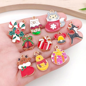 Christmas themed alloy enamel pendants featuring Santa, snowmen and reindeer charms