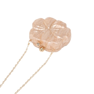 Elegant 3D flower acrylic evening clutch in cream marble with gold chain strap