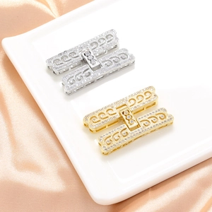 Jewelry Clasp Connector Brass 18K Gold Plated Zircon H Shape Hollow Filigree Multi Row For Necklace Bracelet DIY Making