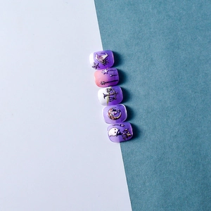 5D embossed Halloween nail stickers with purple gradients and spooky ghost designs