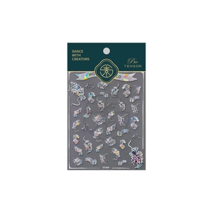 Holographic 3D dragon nail art stickers KX469 with laser silver shimmer finish